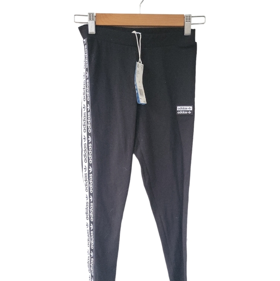 Women's Adidas Black Noir Tights Collants EC0750 Logo Leggings S NWT - Picture 4 of 7